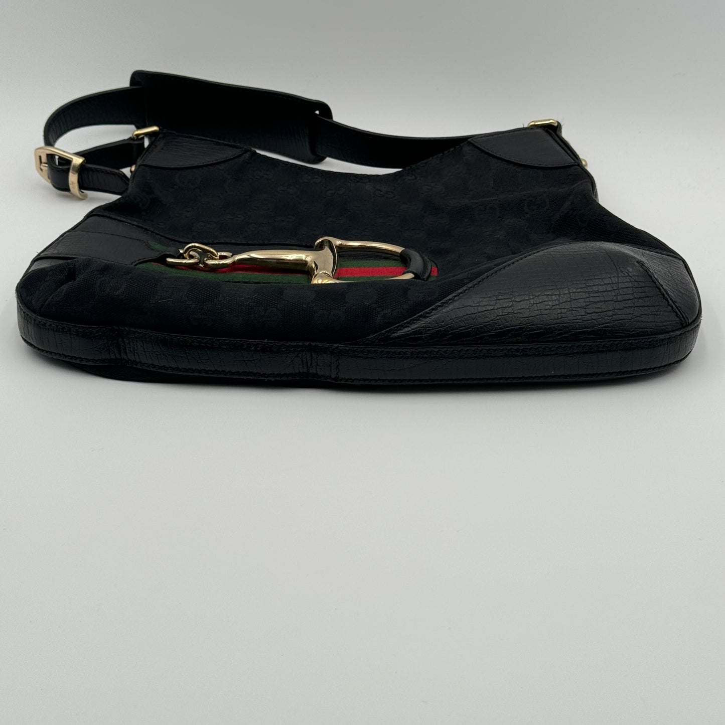 Gucci Monogram Web Hasler Black Hobo  (137388)