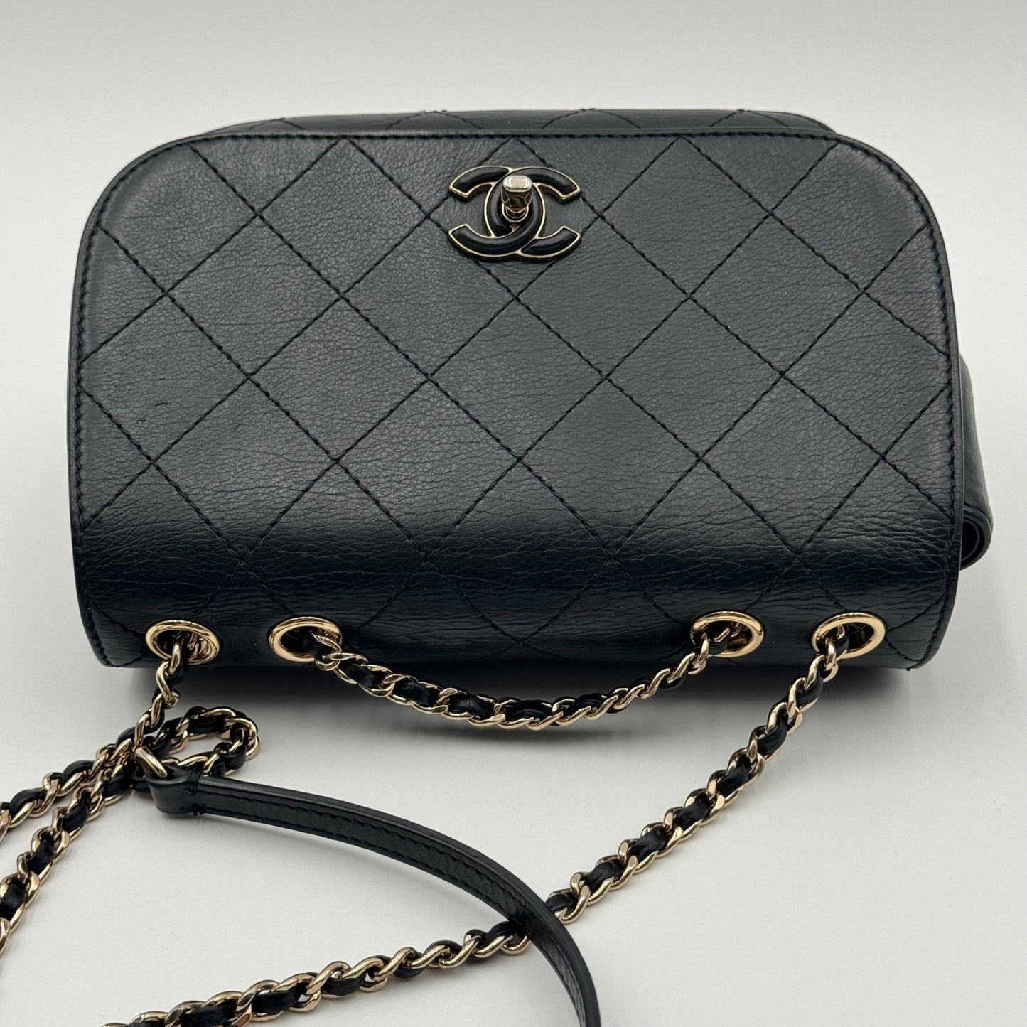 Chanel Veau Grain Black Flap Bag With Gold Hardware (Full Set W Receipt & Tags)