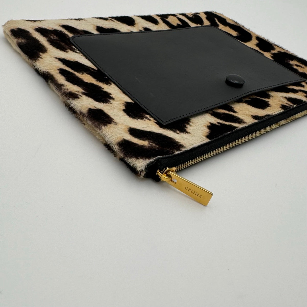 Celine Animal Print Zip Clutch