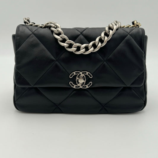 Chanel 19 Quilted Large Black Lambskin Crossbody