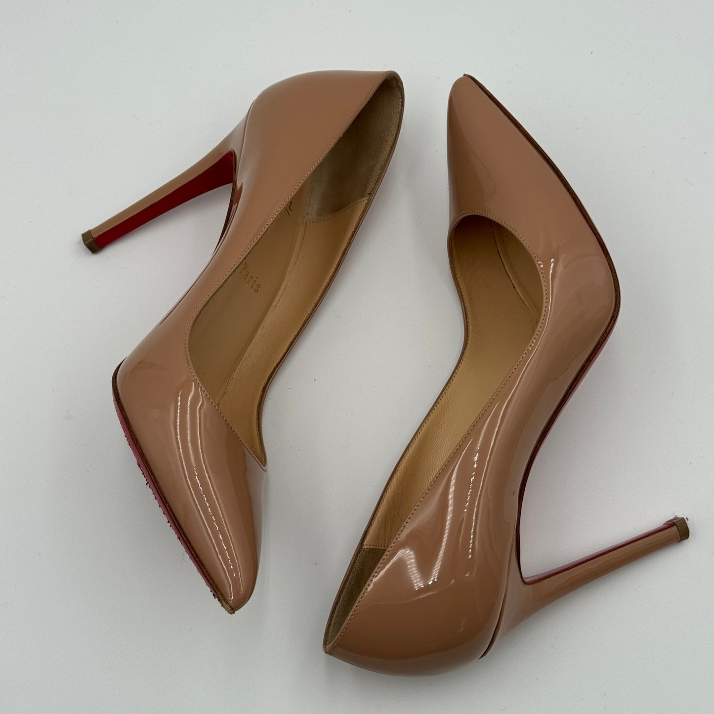 Christian Louboutin Nude Pigalle Patent Leather Heels Size 39