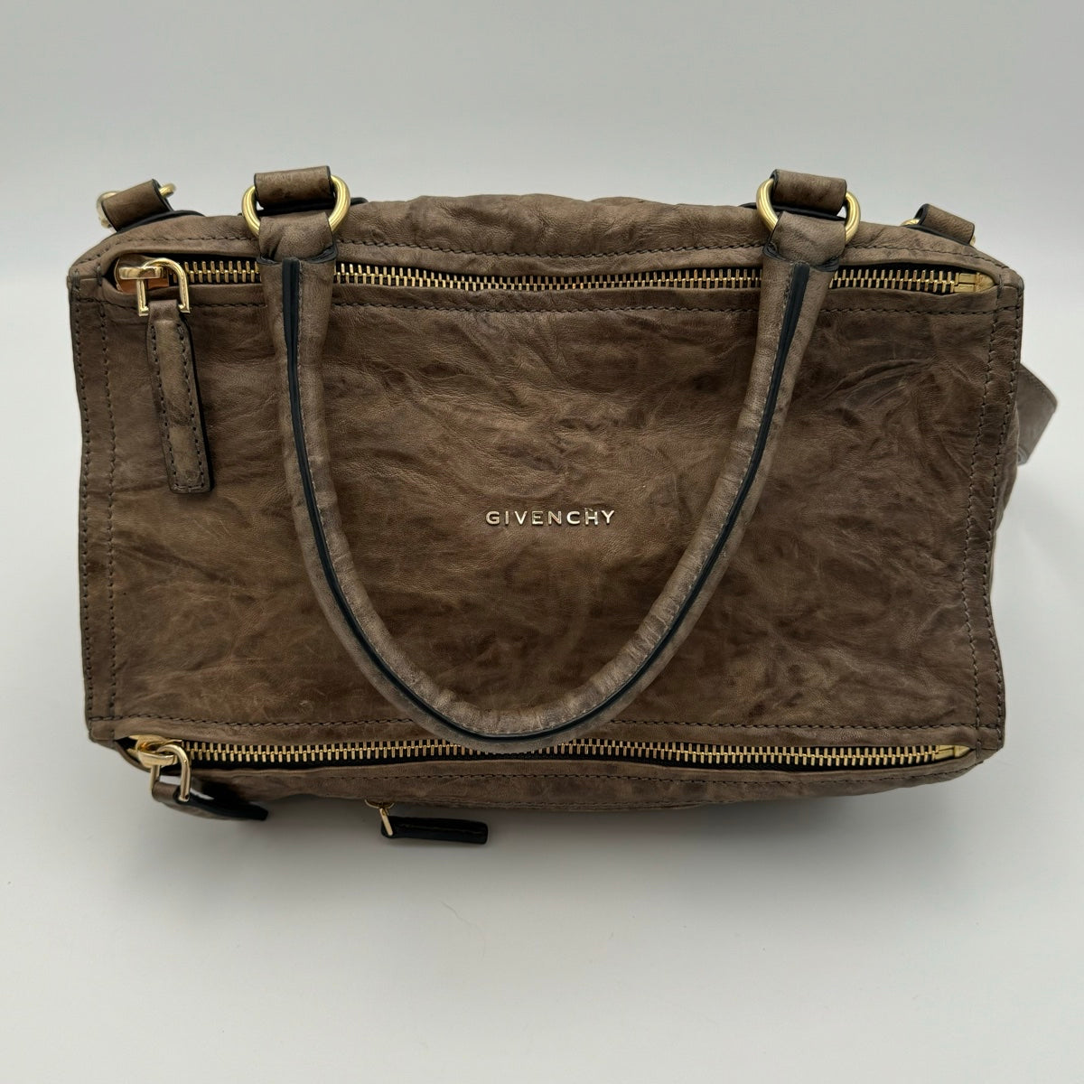 Givenchy Pandora Distressed Large Brown Leather Handbag