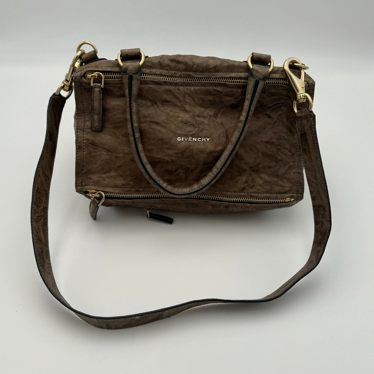 Givenchy Pandora Distressed Large Brown Leather Handbag