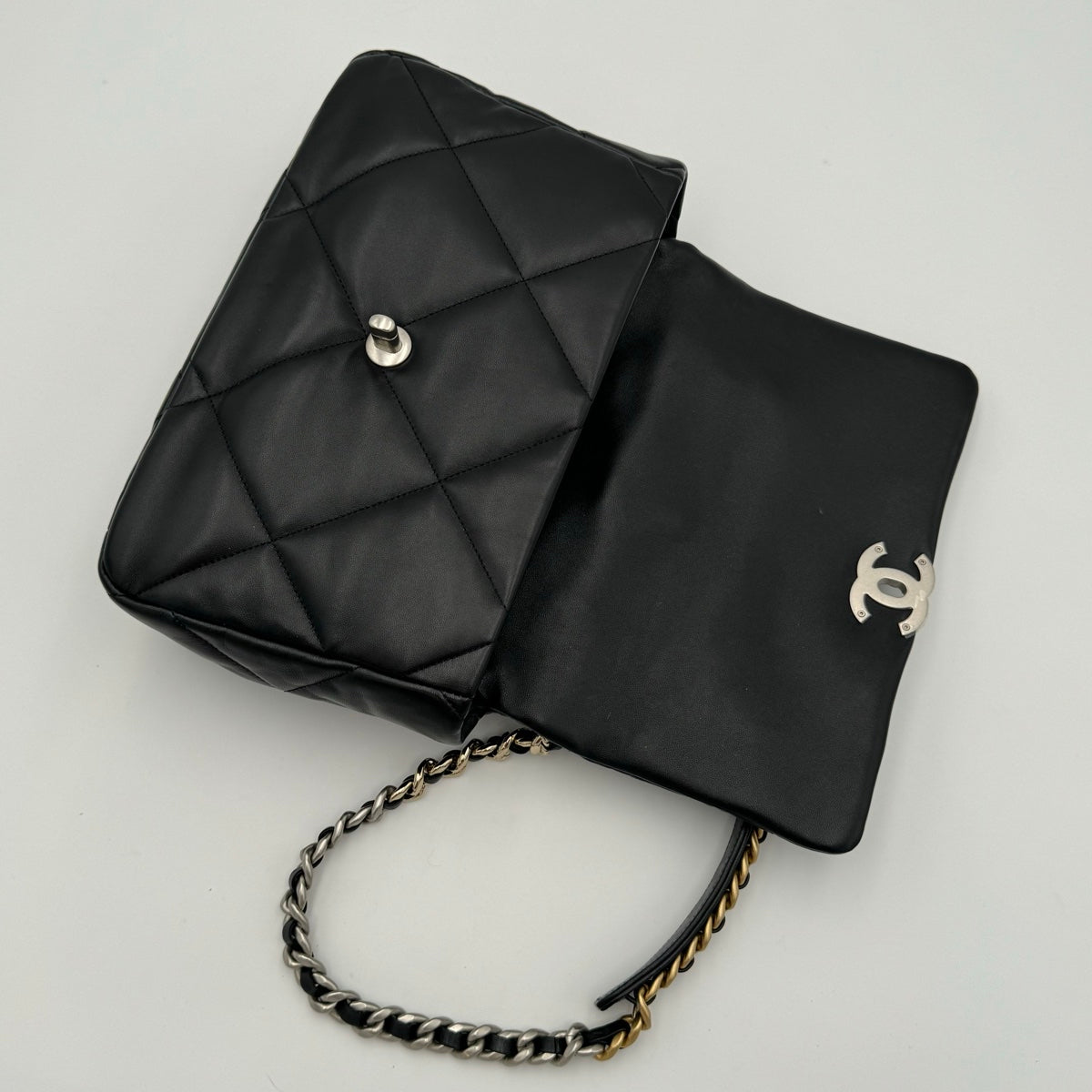 Chanel 19 Quilted Large Black Lambskin Crossbody