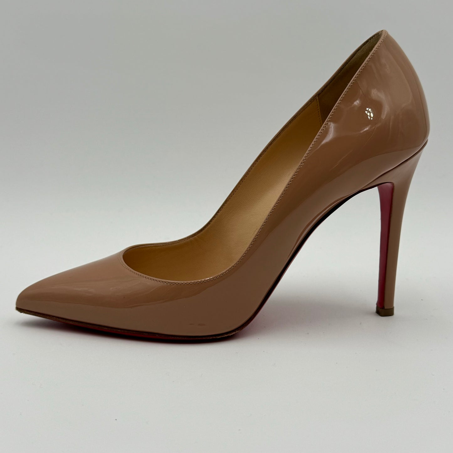 Christian Louboutin Nude Pigalle Patent Leather Heels Size 39