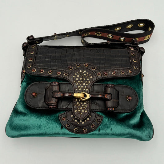 Gucci Pelham Flap Bag Crocodile and Velvet (144010)
