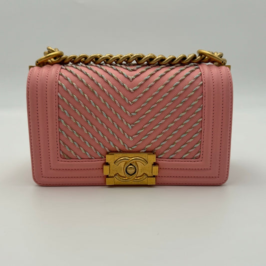 Chanel Herringbone Calfskin Small Boy Bag (2698****)