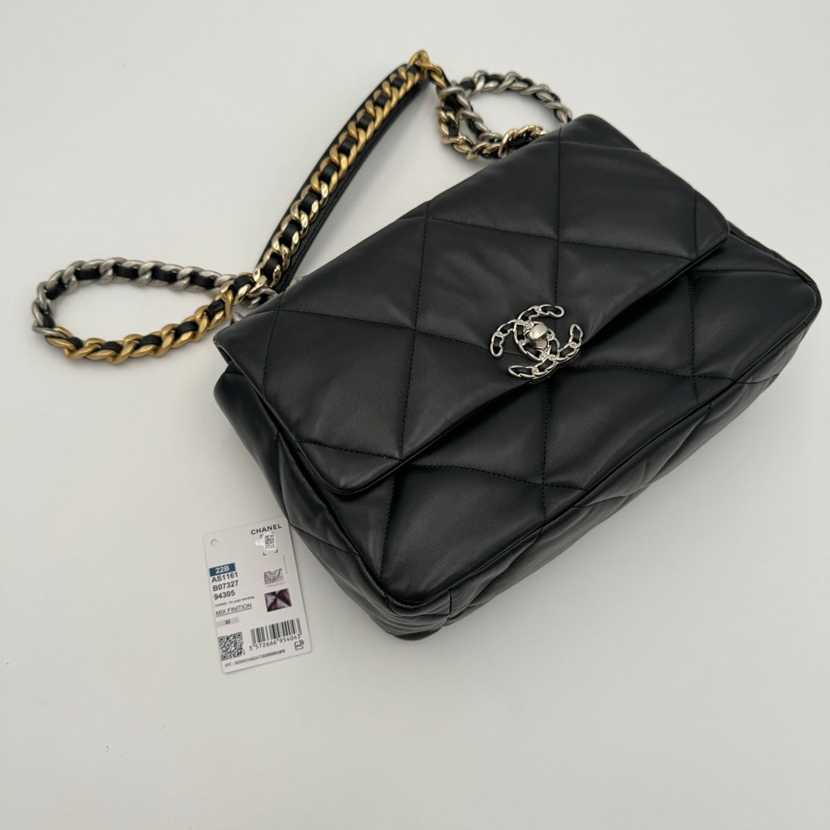 Chanel 19 Quilted Large Black Lambskin Crossbody