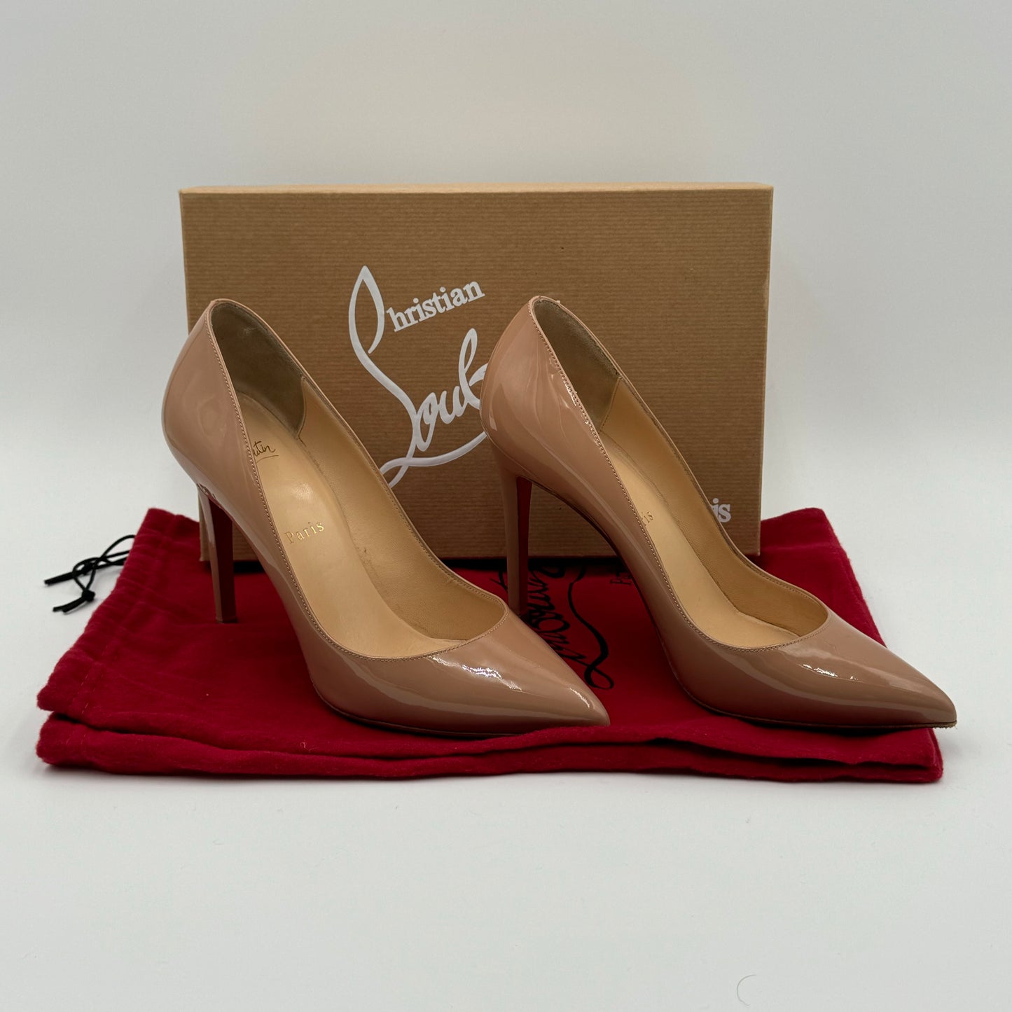 Christian Louboutin Nude Pigalle Patent Leather Heels Size 39