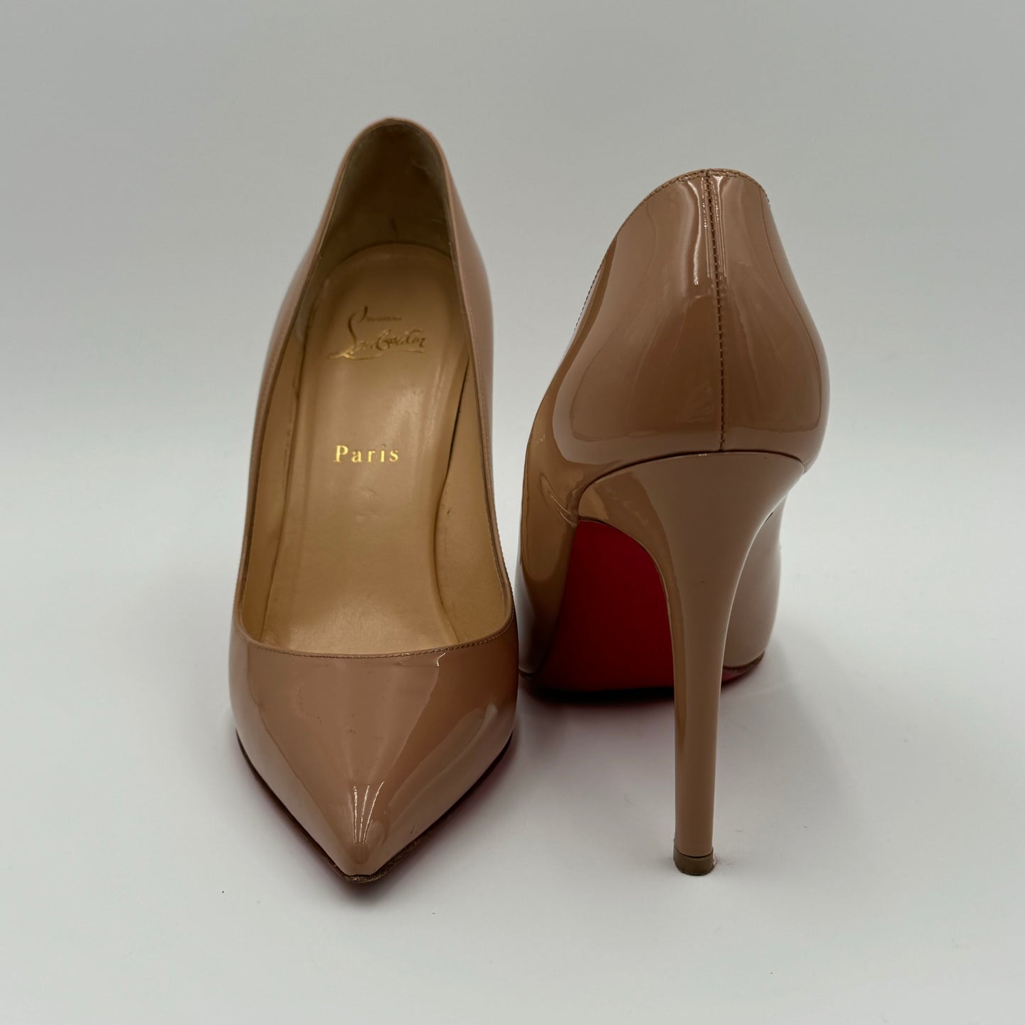 Christian Louboutin Nude Pigalle Patent Leather Heels Size 39