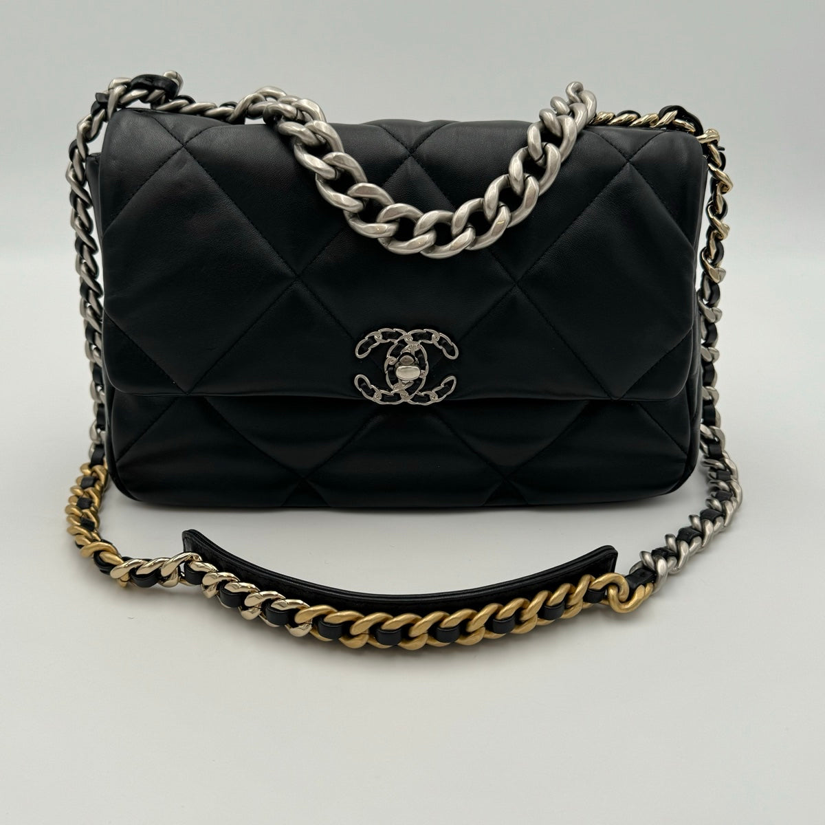 Chanel 19 Quilted Large Black Lambskin Crossbody