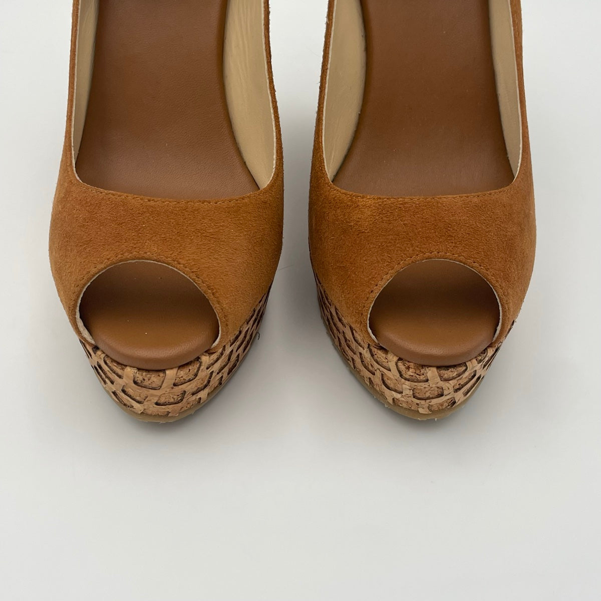 Jimmy Choo Laurita 135 Suede Camel Color Wedges (Size 38.5EU)