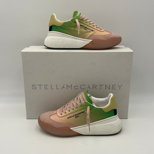 Stella McCartney Loop Degrade Pink & Green Ombre Recycled Trainer Sneakers Size 38 EU
