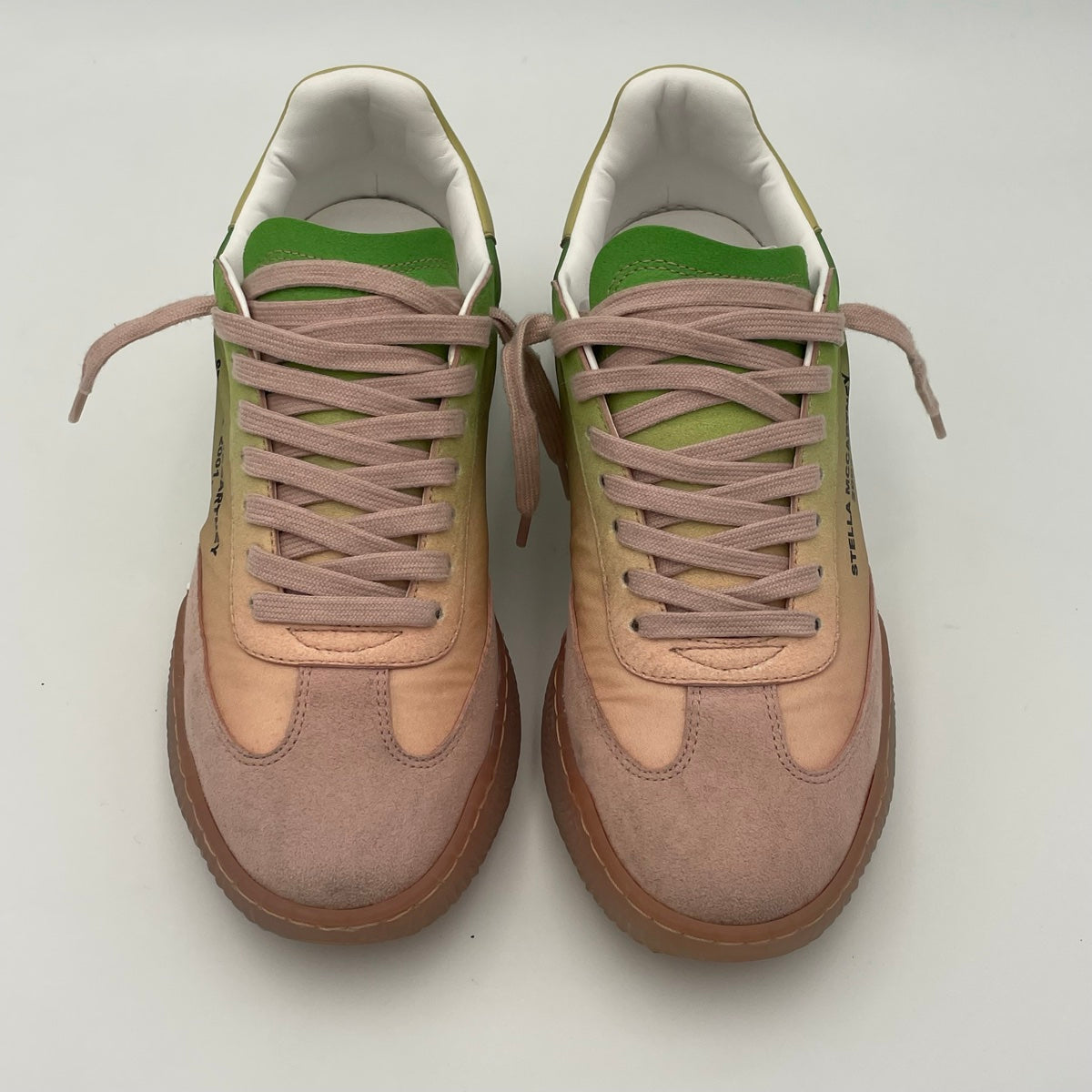 Stella McCartney Loop Degrade Pink & Green Ombre Recycled Trainer Sneakers Size 38 EU