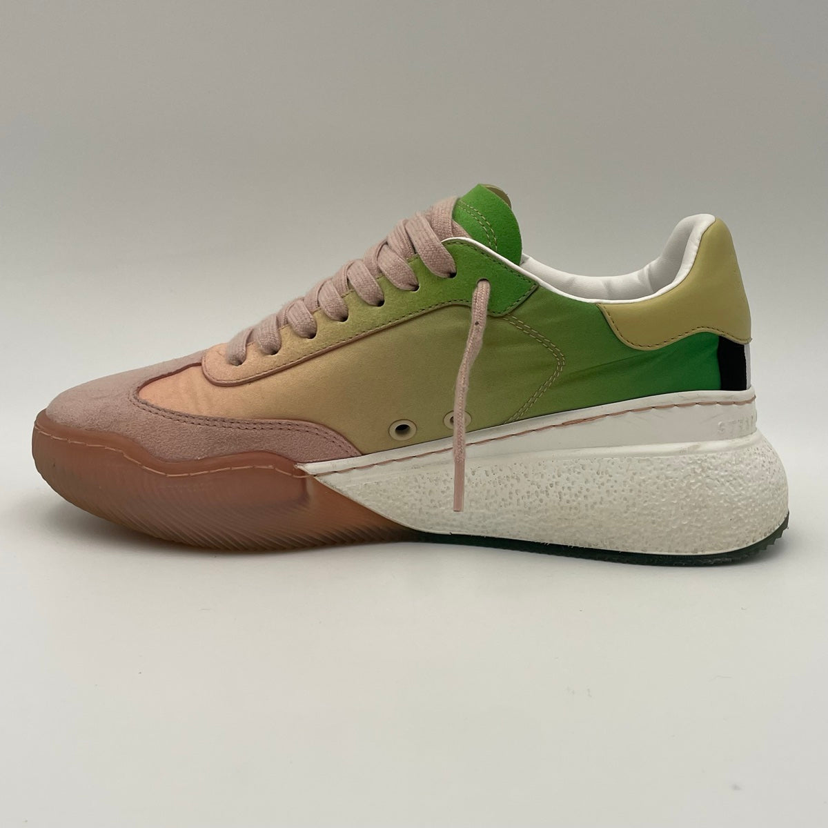 Stella McCartney Loop Degrade Pink & Green Ombre Recycled Trainer Sneakers Size 38 EU