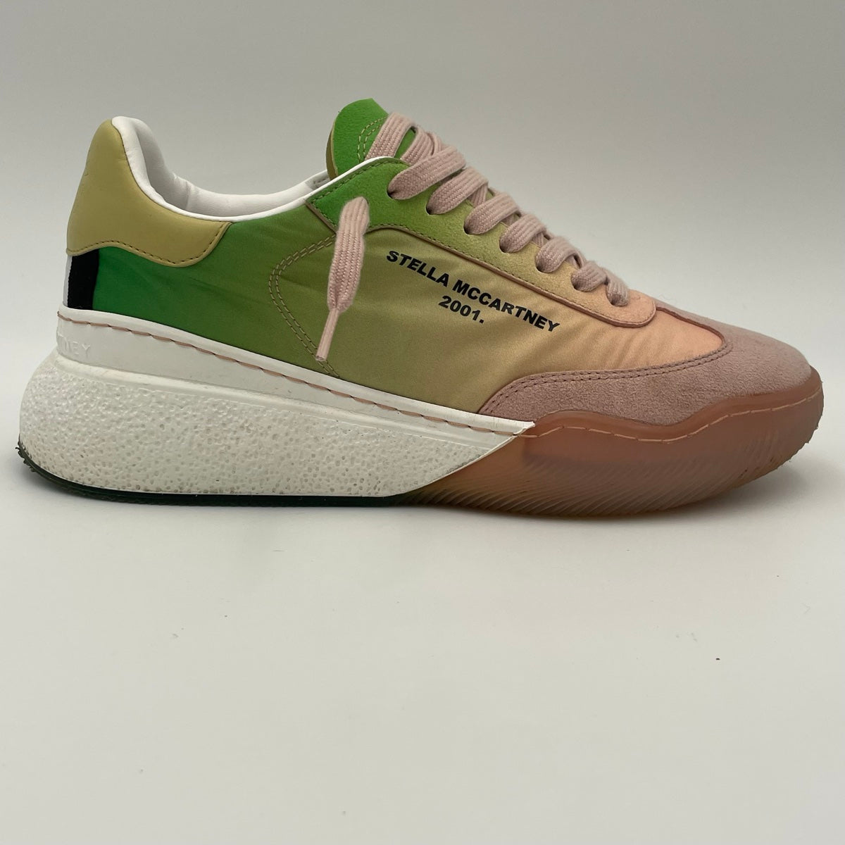 Stella McCartney Loop Degrade Pink & Green Ombre Recycled Trainer Sneakers Size 38 EU