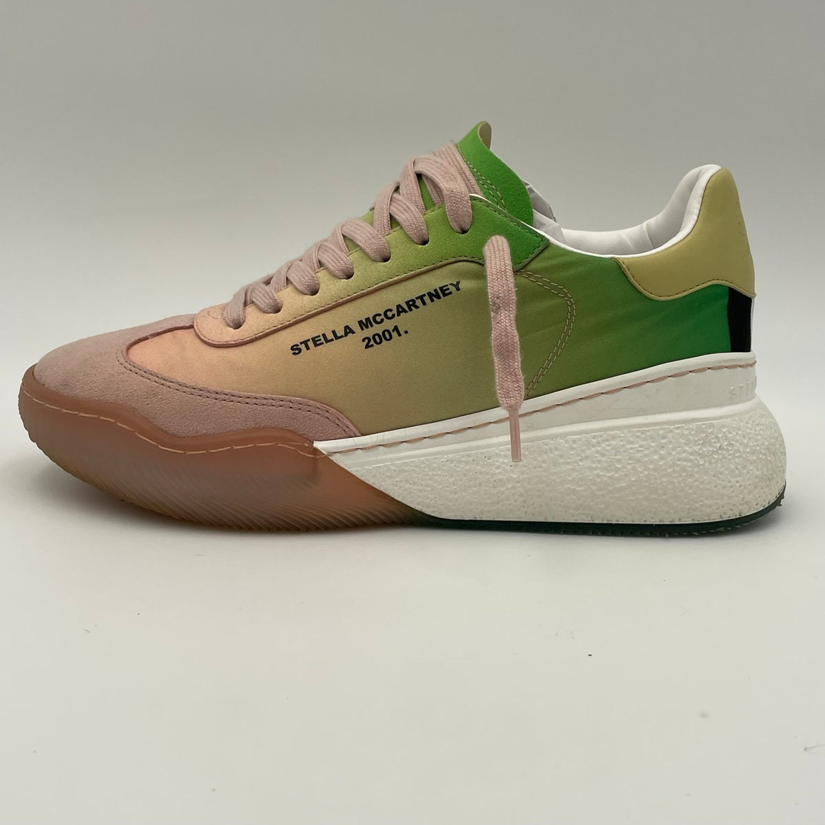 Stella McCartney Loop Degrade Pink & Green Ombre Recycled Trainer Sneakers Size 38 EU