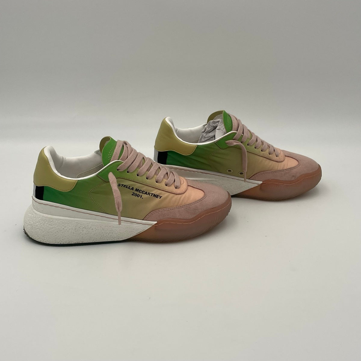 Stella McCartney Loop Degrade Pink & Green Ombre Recycled Trainer Sneakers Size 38 EU