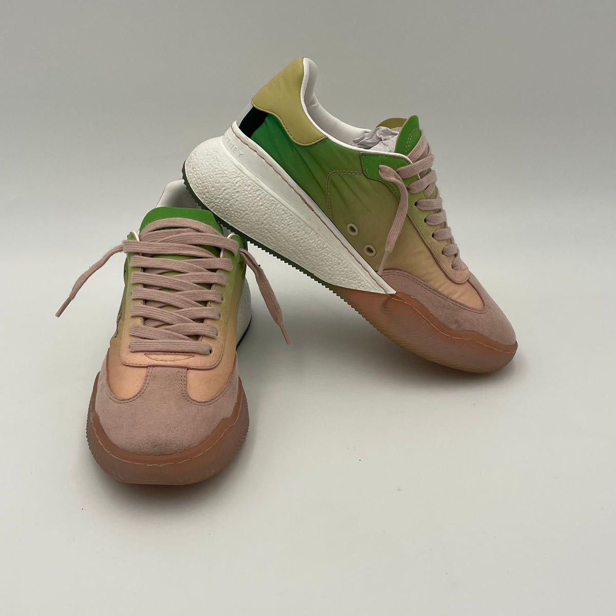 Stella McCartney Loop Degrade Pink & Green Ombre Recycled Trainer Sneakers Size 38 EU